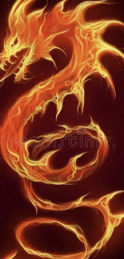 Fiery dragon artwork with vibrant flames.