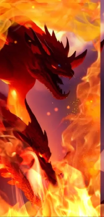 Vibrant fiery dragon wallpaper for mobile phone.