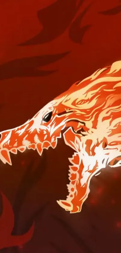 Fiery dragon mobile wallpaper with orange flames.