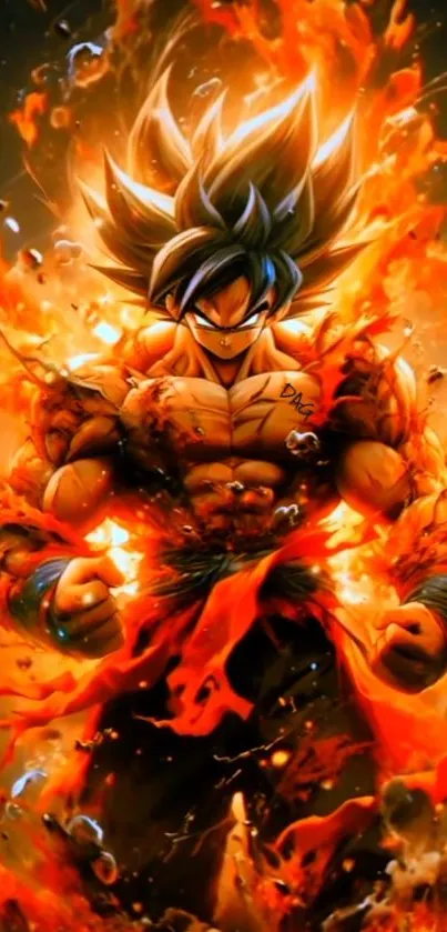 Fiery Super Saiyan with a blazing aura.