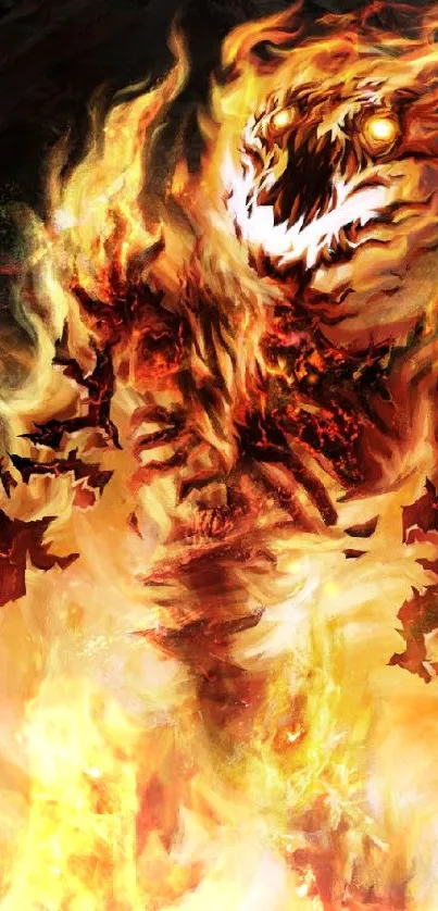 Fiery elemental figure engulfed in vivid flames and energy.