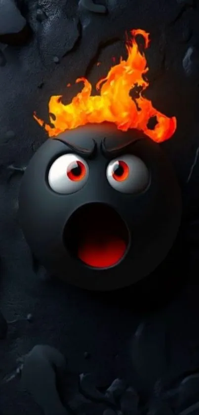 Emoji with fiery eyes and flame hair.