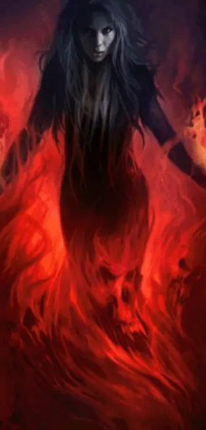 Dark enchantress with fiery flames wallpaper backdrop