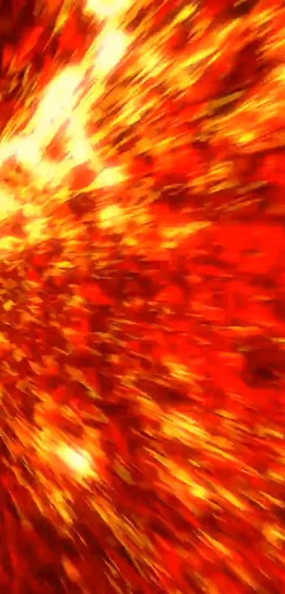 Fiery explosion abstract art with vibrant red hues.