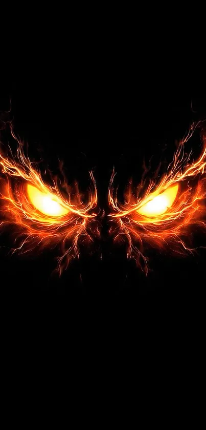 Dark mobile wallpaper with fiery, glowing eyes.