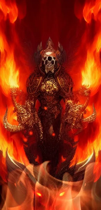 Fiery skull warrior engulfed in flames.