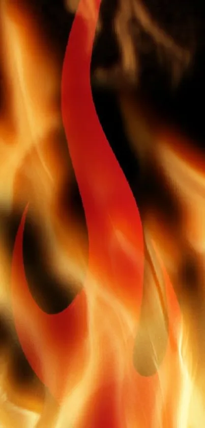 Dynamic fiery flame wallpaper with vibrant orange and black tones.