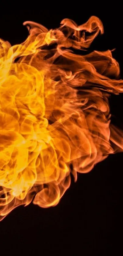 Orange flame against black background for mobile wallpaper.