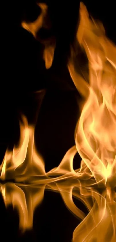 Fiery flames creating a dynamic mobile wallpaper with a dark background.