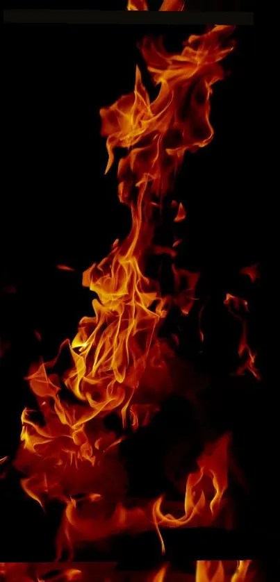 Fiery orange flames on a dark background, creating an intense phone wallpaper.