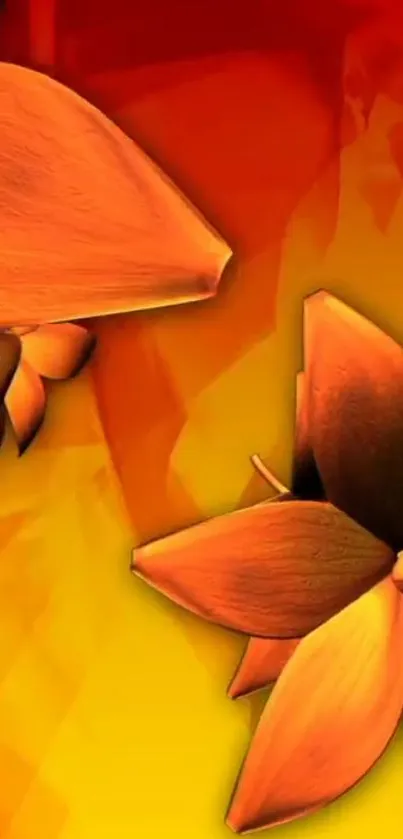 Fiery orange floral wallpaper for mobile.