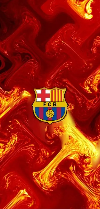 Fiery abstract football club wallpaper featuring vibrant reds and oranges.