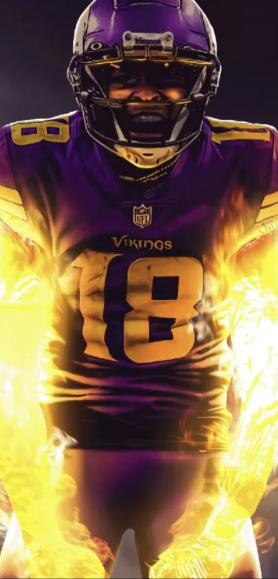 Fiery football player with flames design.