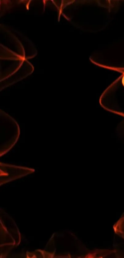 Mobile wallpaper with vibrant orange flames against a deep black background.