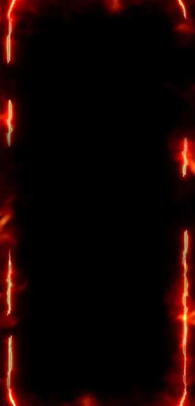 Intense fiery frame mobile wallpaper with bold black center.