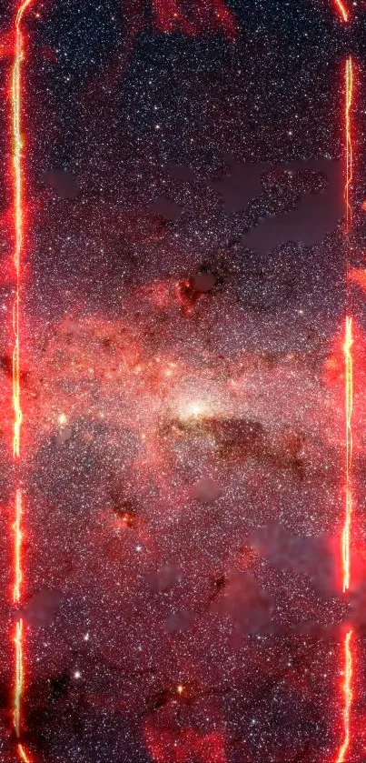 Fiery galaxy mobile wallpaper with stars.