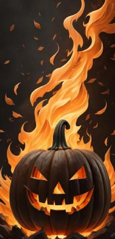 Fiery jack-o'-lantern wallpapers for Halloween phone decor.