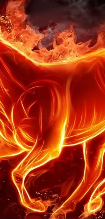 Fiery horse engulfed in flames, vivid mobile wallpaper