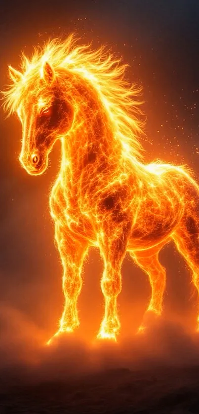 Glowing fiery horse mobile wallpaper art.