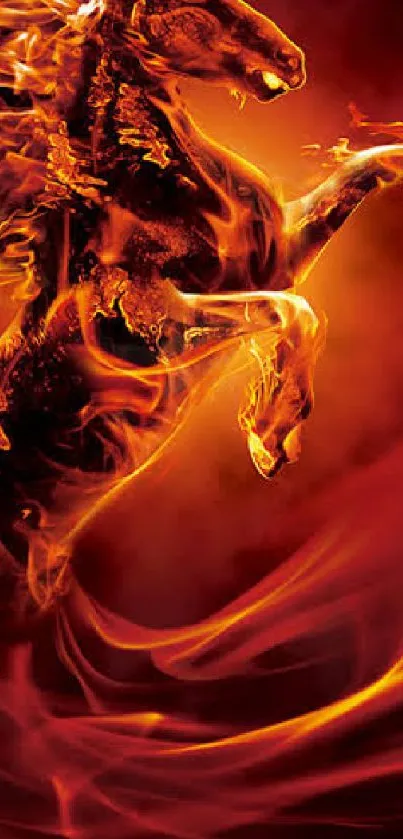 Fiery horse wallpaper with vivid flames.