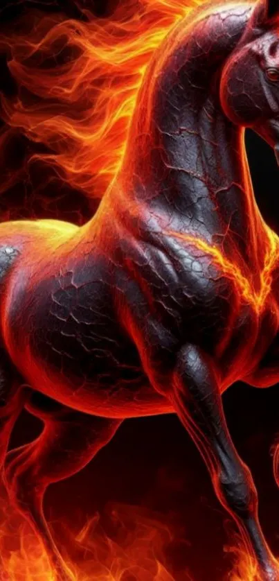Fiery horse in vibrant, dynamic wallpaper.