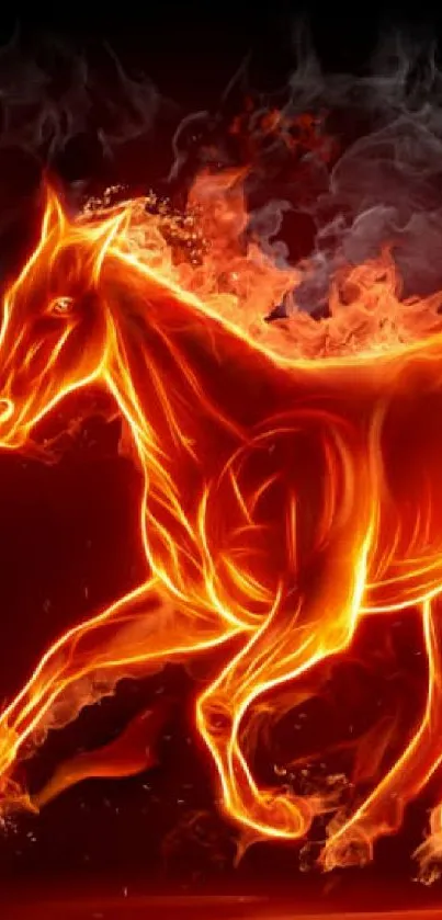 Vibrant fiery horse in dynamic wallpaper art.