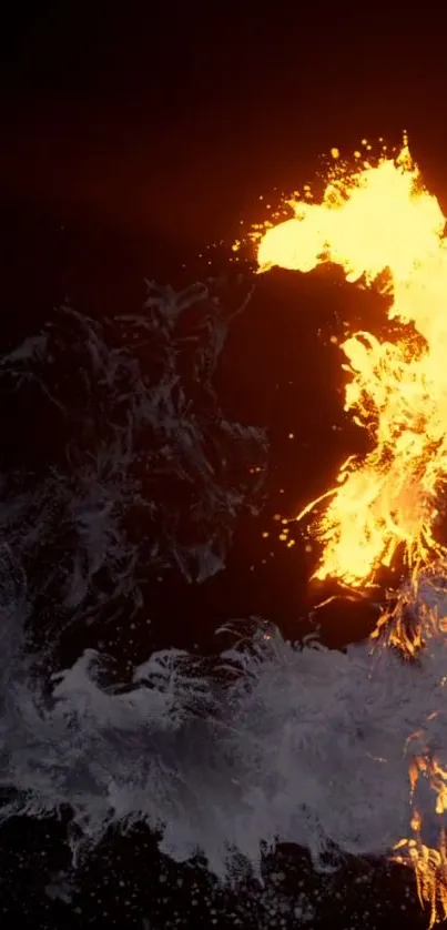 Dynamic fiery and icy elements collision wallpaper.
