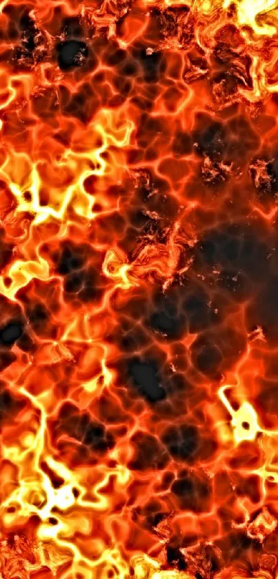 Fiery orange and black inferno texture phone wallpaper.