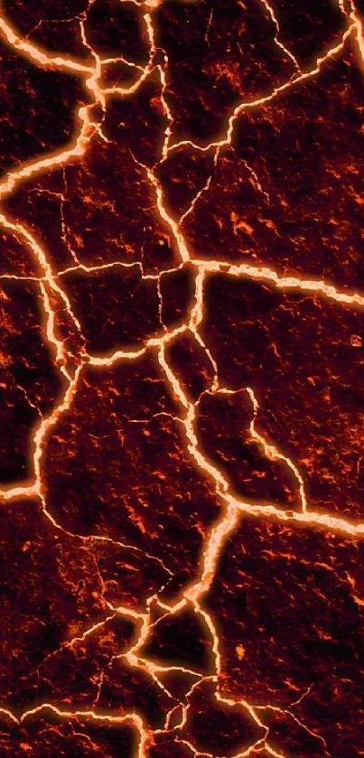 Mobile wallpaper with fiery red lava cracks.