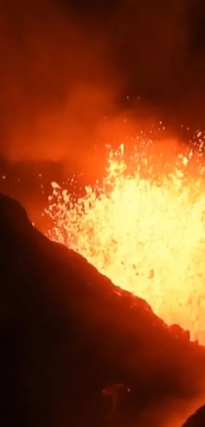 Intense lava explosion with vibrant orange hues.