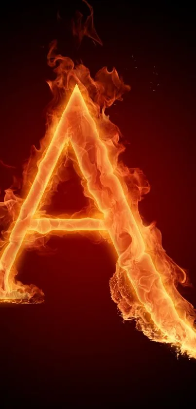 Fiery letter A on dark background smartphone wallpaper.