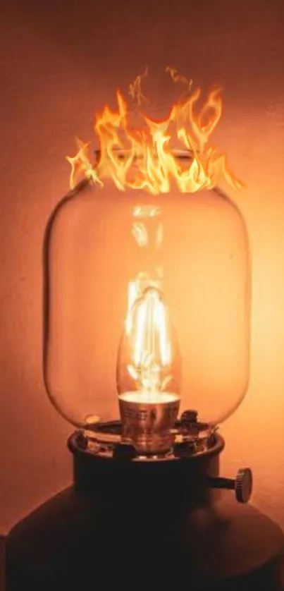 Fiery light bulb art wallpaper for mobile.