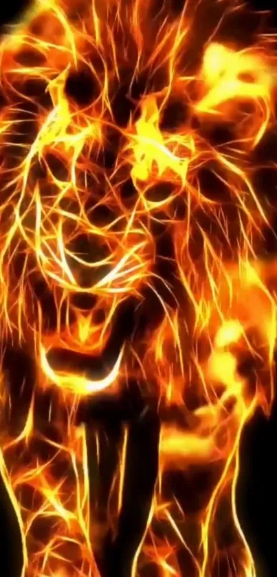 Fiery orange abstract lion glowing artwork wallpaper.