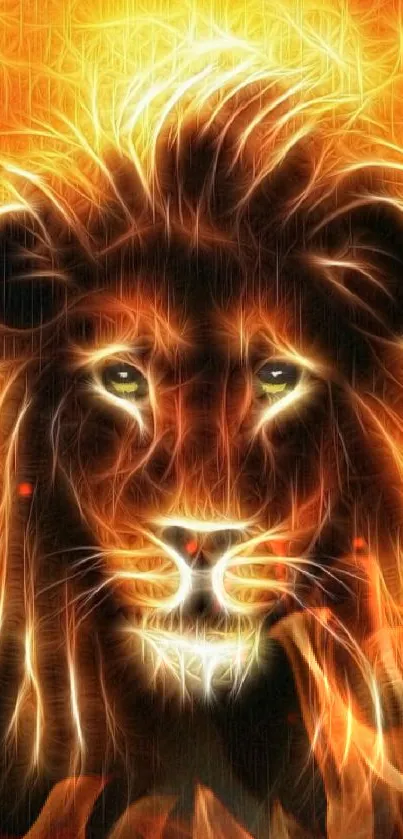 Artistic fiery lion with glowing mane.