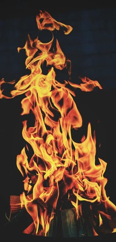 Vivid flames creating a fiery mobile wallpaper.