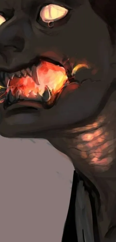 Dark monster artwork with fiery breath.