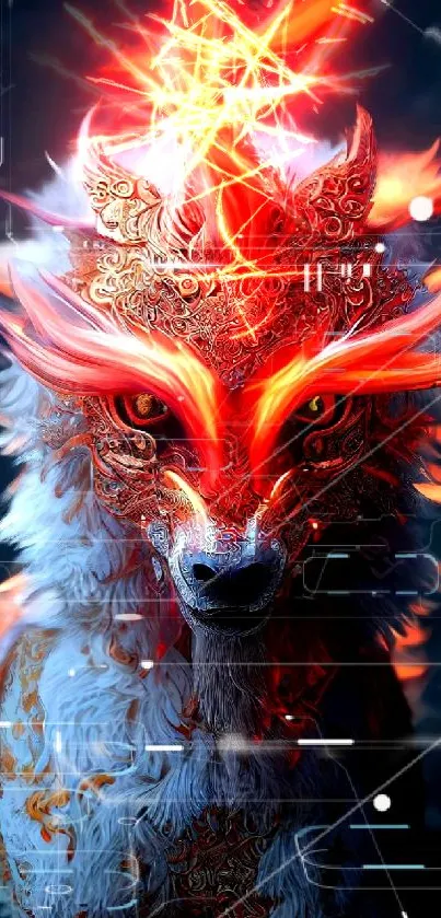 Fiery mythical creature mobile wallpaper.