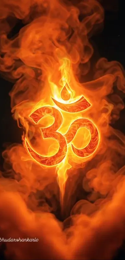 Fiery Om symbol with smoke design