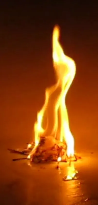 Fiery orange flame burning against a dark background.