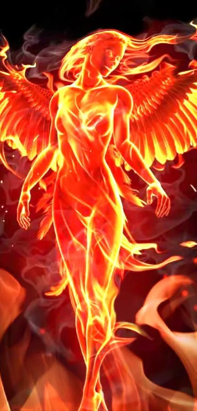 Fiery phoenix with blazing orange wings in magical fantasy art.