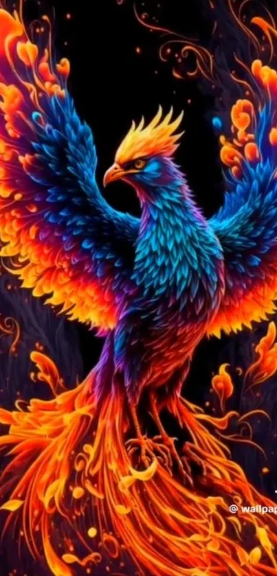 Vibrant phoenix fantasy art with fiery colors and intricate details.