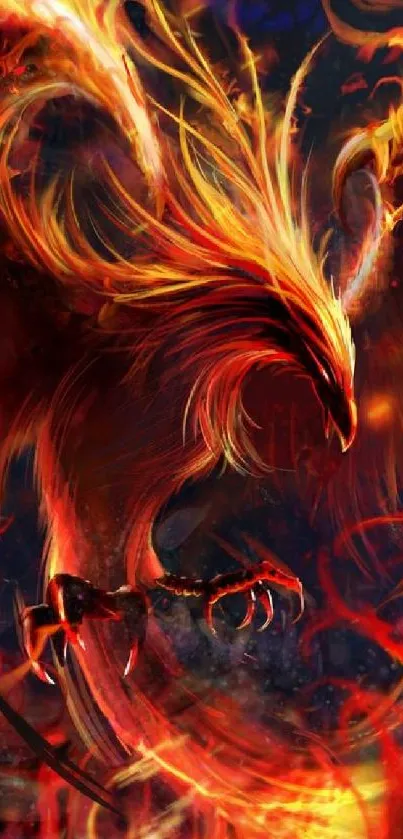 Fiery phoenix with blazing wings, enhancing screen appeal.