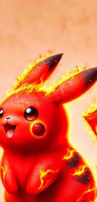 Vibrant fiery Pikachu art with flames.