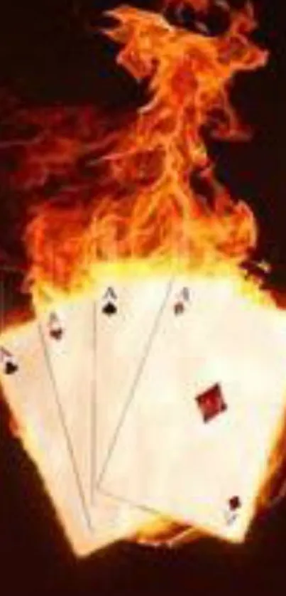 Fiery playing cards mobile wallpaper design.