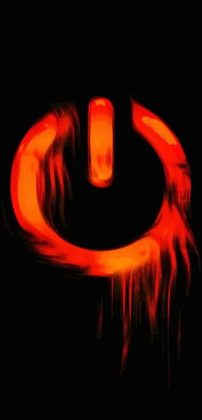 Fiery power button glowing on a dark background, perfect for tech-themed wallpapers.