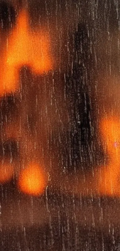 Abstract fiery wallpaper with rain droplets and orange glow.