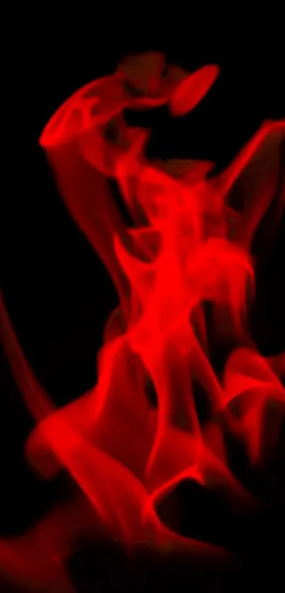 Red smoke swirls on a black background for phones.