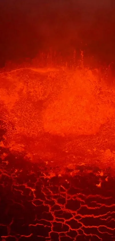 Fiery red volcanic eruption wallpaper with vibrant lava patterns.