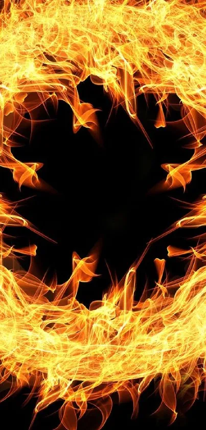 Fiery ring of flames against a dark background.