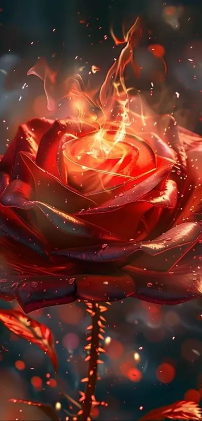 Fiery rose with blazing petals and vibrant colors.